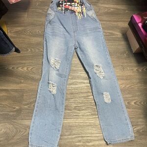 MISSLOOK Light Blue Distressed Women's Overalls